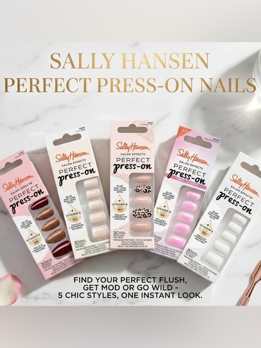 Sally Hansen Perfect Press-On Nails Bundle (5 Sets) – Brand New 💅 - Picture 7 of 7